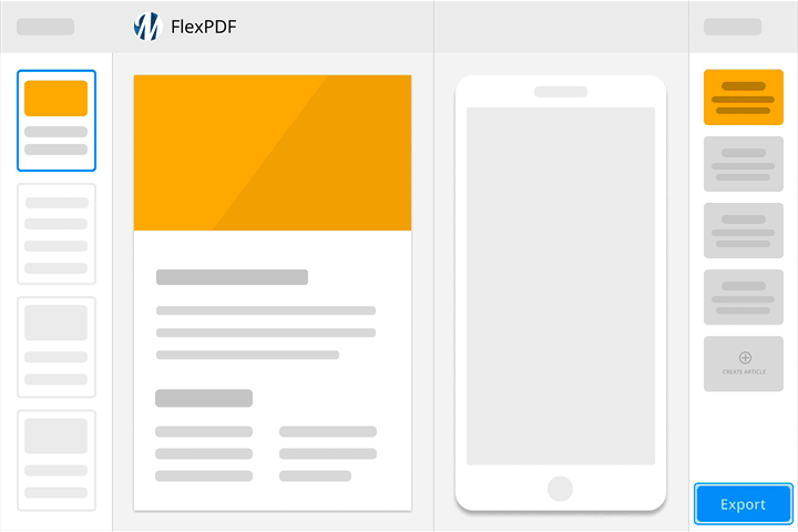 Convert PDF to responsive content using FlexPDF and then export it to TypeLoft for post processing.