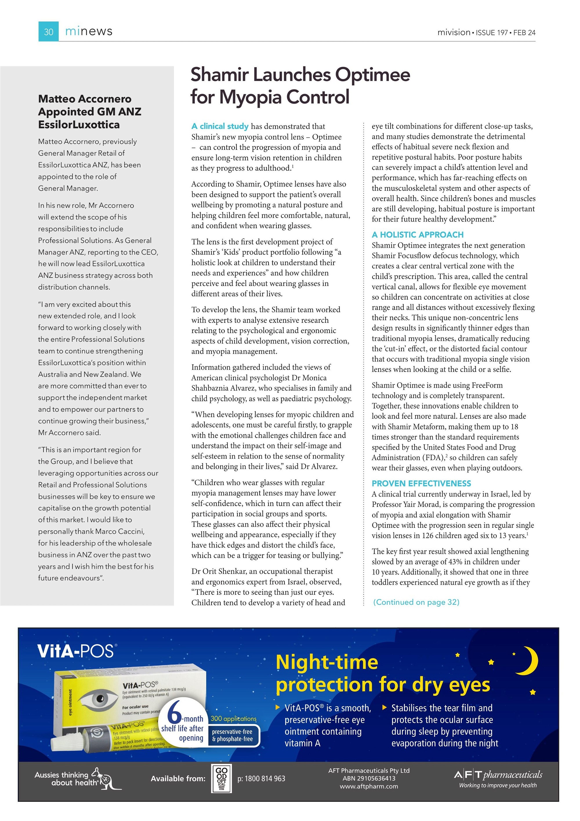 Shamir Launches Optimee for Myopia Control