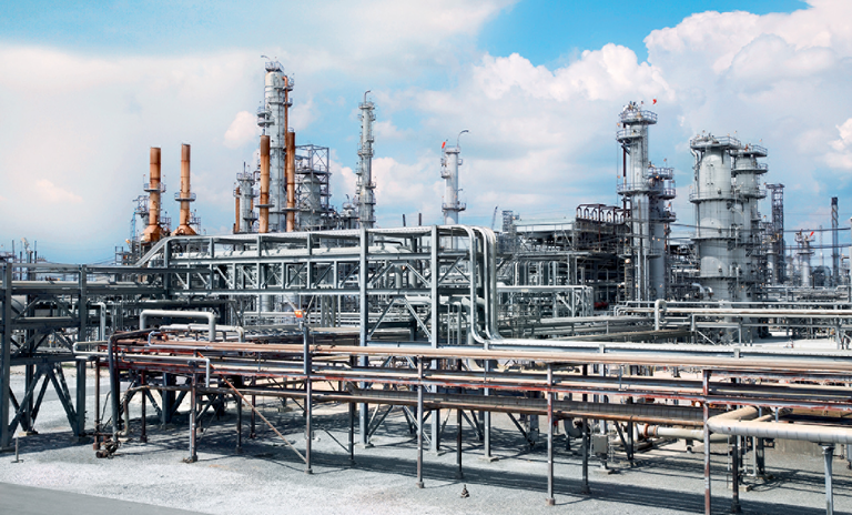 Petrochemical refinery aerial view
