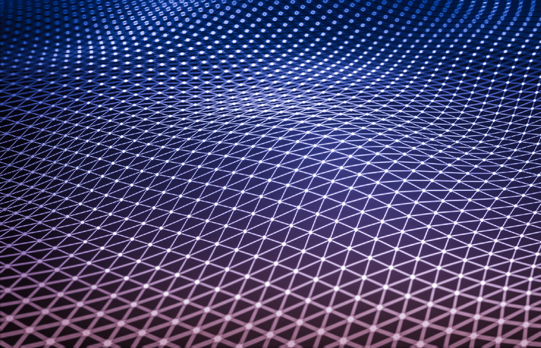Abstract cyber security network mesh with OUR SERVICES title