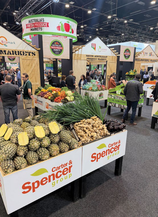 Hort Connections 2026 trade show floor with fresh produce stalls
