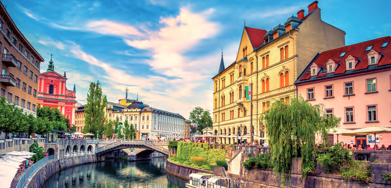Ljubljana, Altstadt an der Ljubljanica