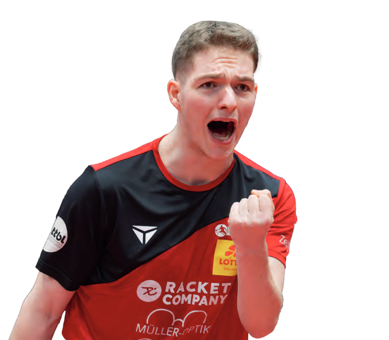 Csaba Andras jubelt im TTC-Trikot