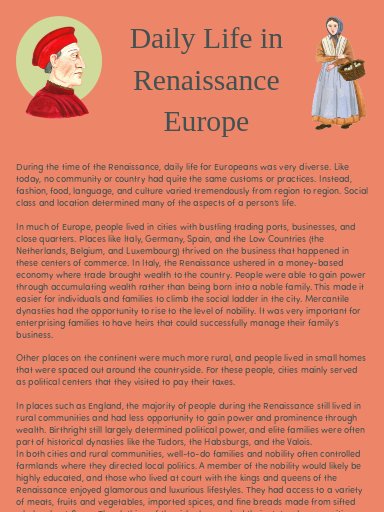 Daily Life in Renaissance Europe