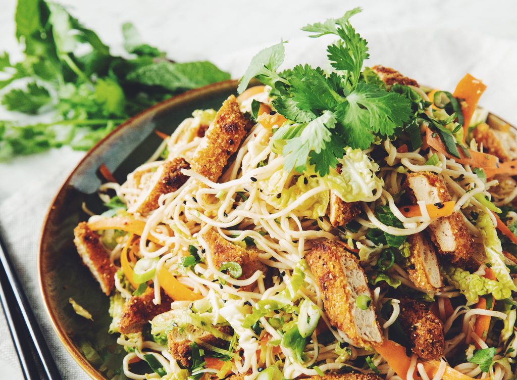 vegan crispy chicken asian noodle salad | hot for food by Lauren Toyota
