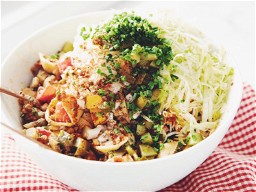 vegan cheeseburger pasta salad | hot for food by Lauren Toyota