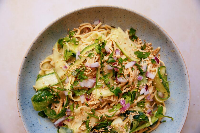 creamy cucumber noodle bowl