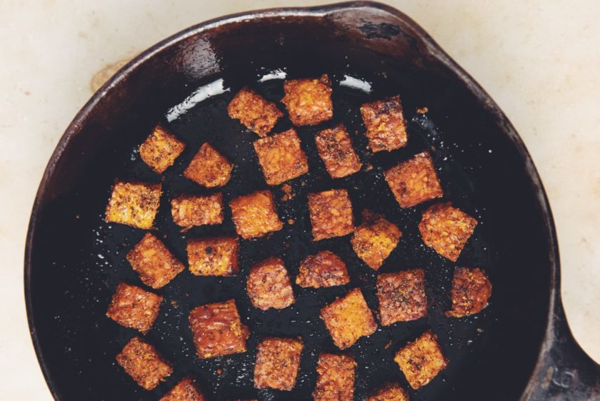 seasoned tempeh croutons | hot for food by Lauren Toyota