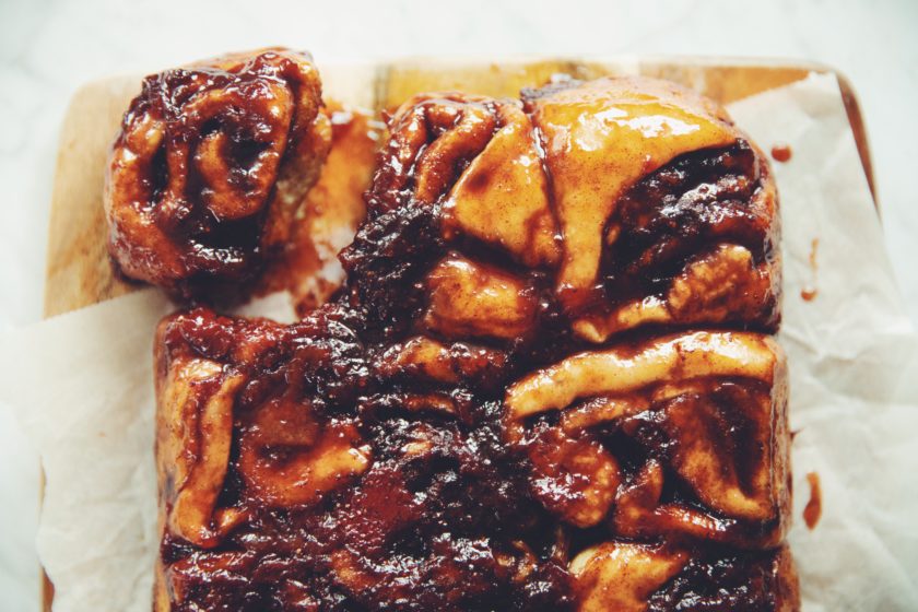 vegan strawberry caramel sticky buns | hot for food by Lauren Toyota