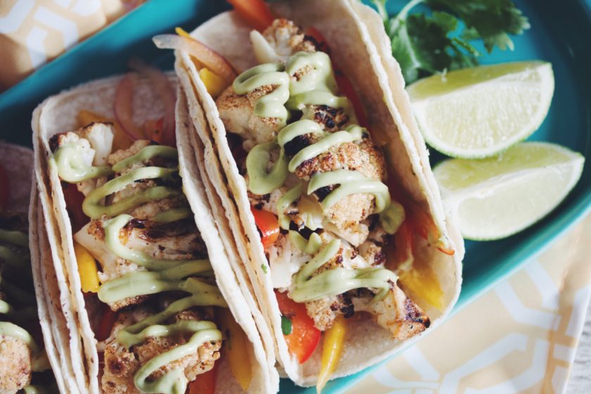 grilled cauliflower tacos with mango slaw & avocado crema | hot for food by Lauren Toyota