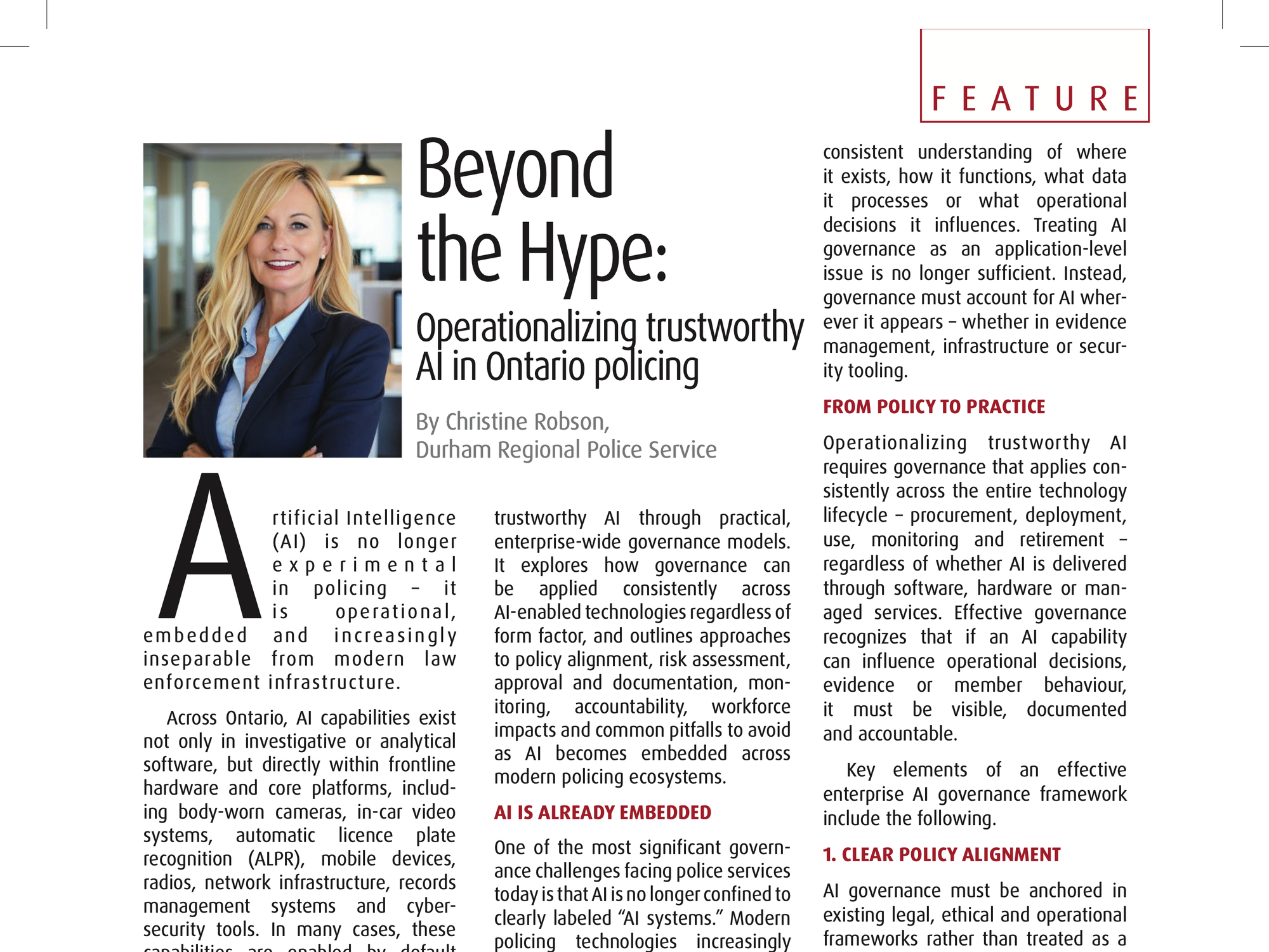 Beyond the Hype: Operationalizing trustworthy AI in Ontario policing