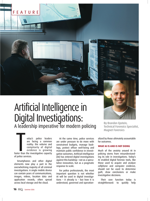 Artificial Intelligence in Digital Investigations: A leadership imperative for modern policing