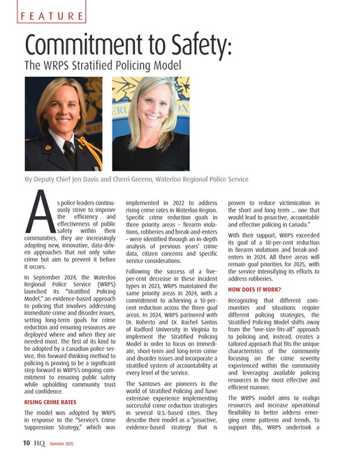 Commitment to Safety: The WRPS Stratified Policing Model