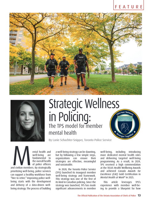 Strategic Wellness in Policing: The TPS model for member mental health